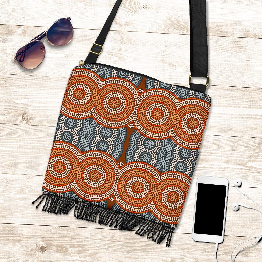 Crossbody Boho Handbags - Aboriginal Dot Painting Bag Ver07