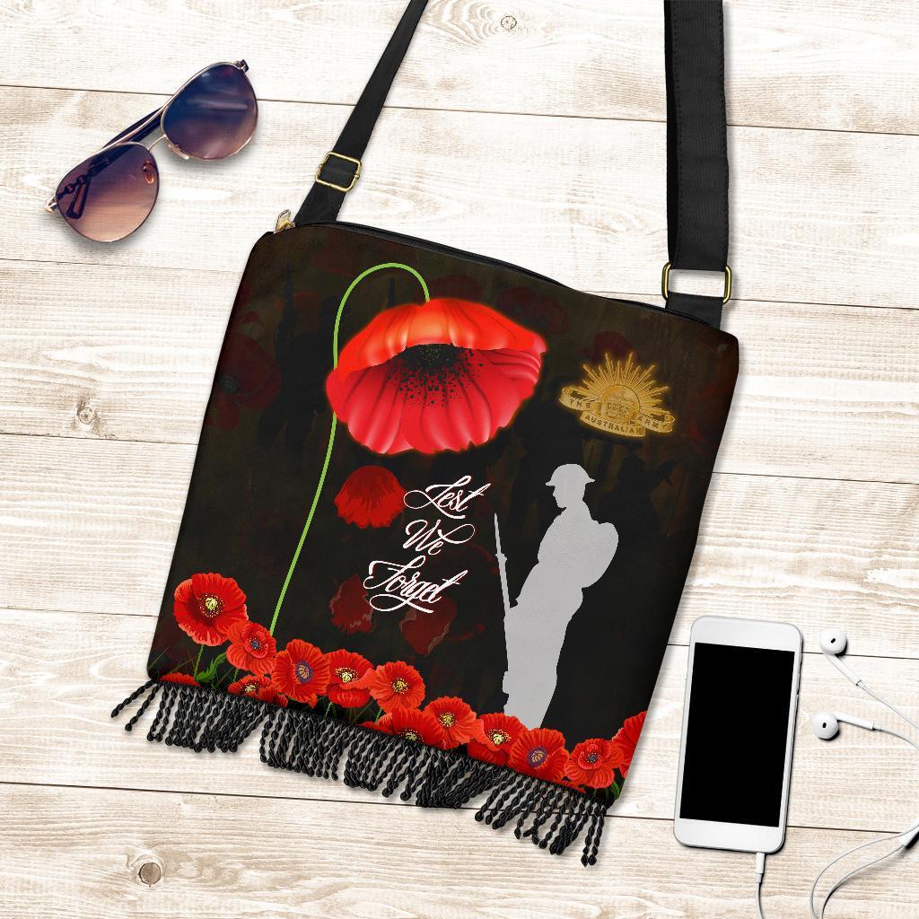 Anzac Boho Handbag - Remembrance Poppy Flowers