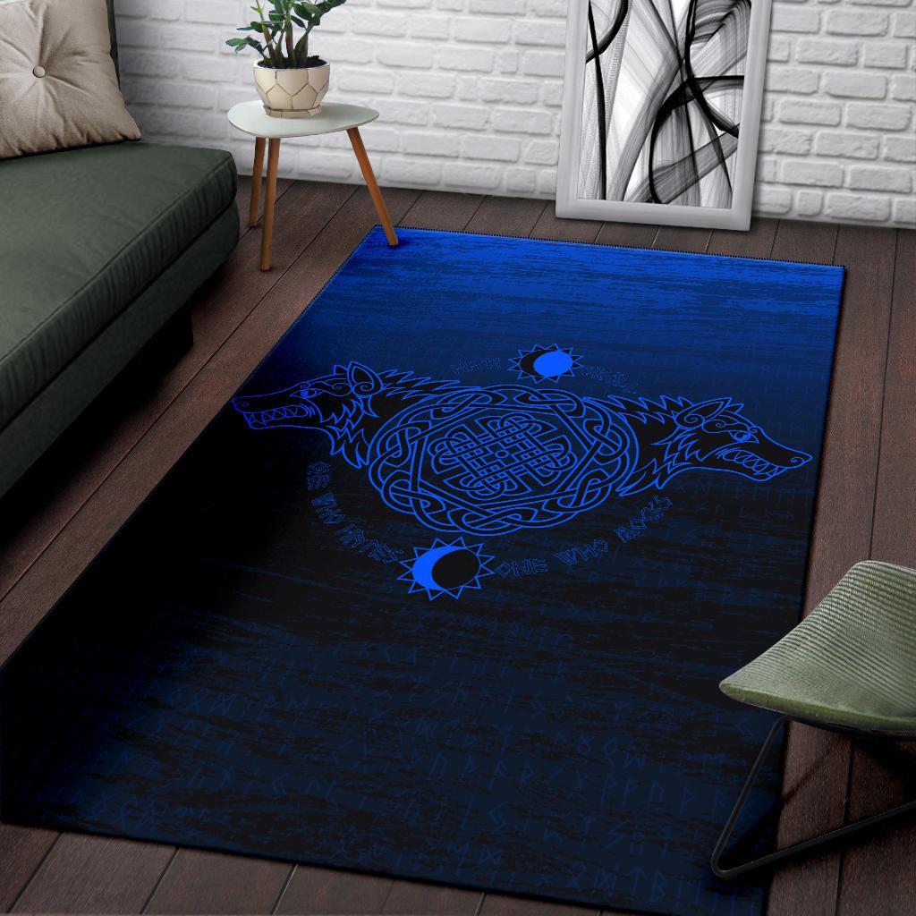 Viking Area Rug Skoll And Hati Blue