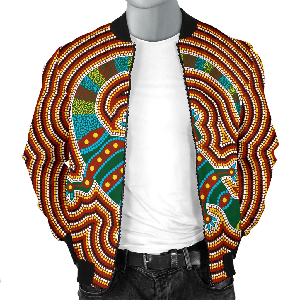 Aboriginal Bomber Jacket - Lizard Dot Painting Patterns