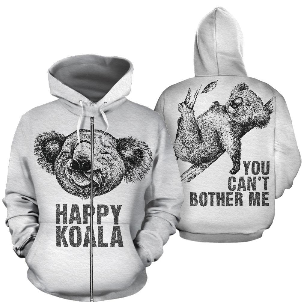 Zip Hoodie - Koala Hoodie Happy Drawing Style All Over Print