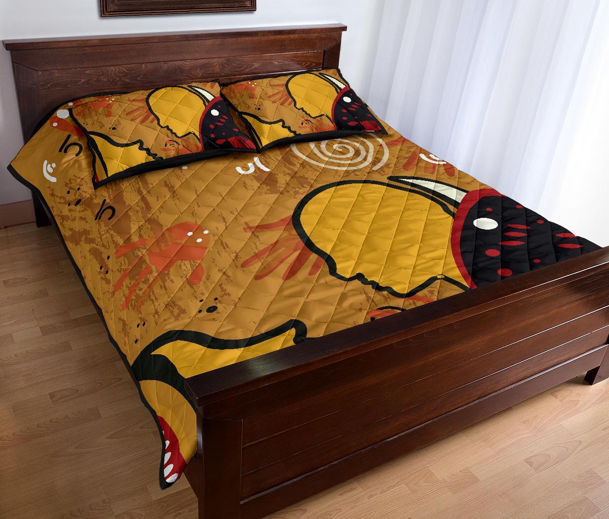 Aboriginal Quilt Bed Set - Mother and Son Hand Art