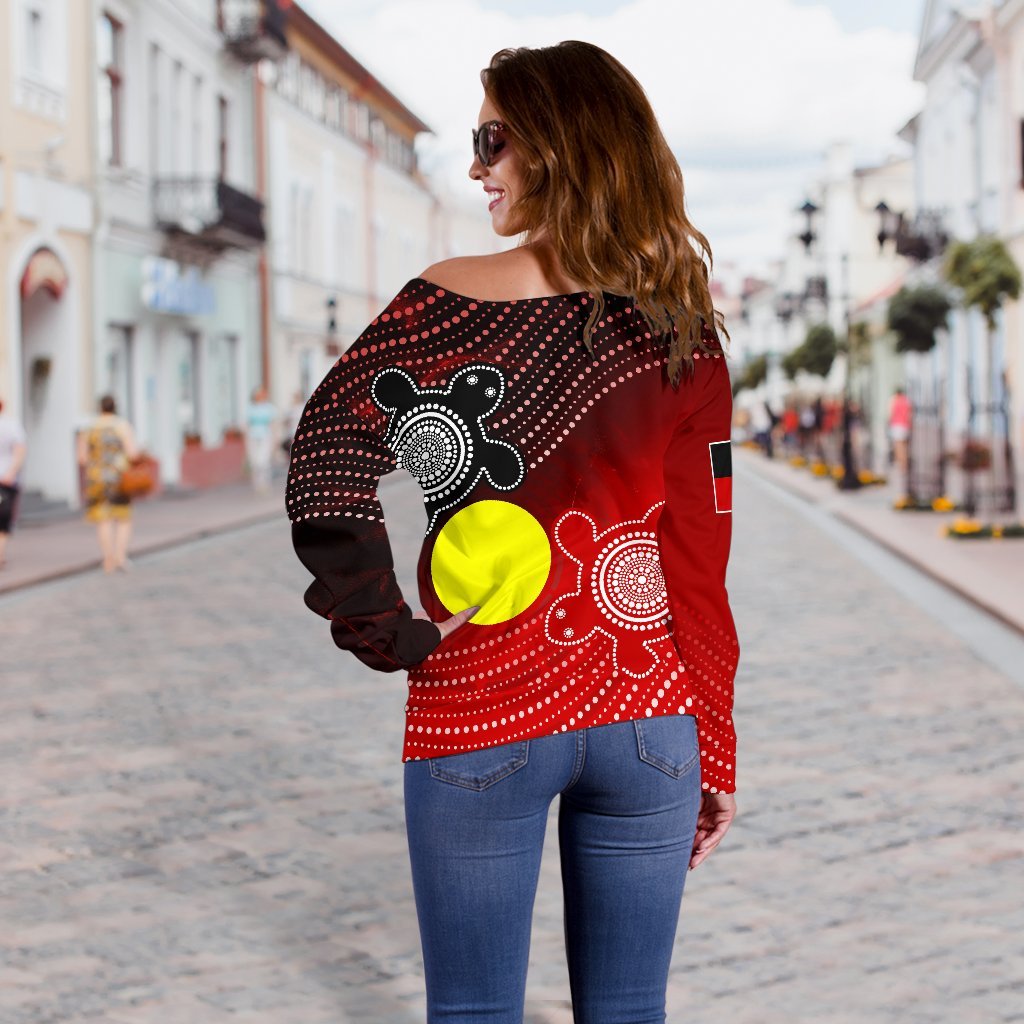 (Custom) Aboriginal Women's Off Shoulder Sweater - Indigenous Circle Dot Painting Style