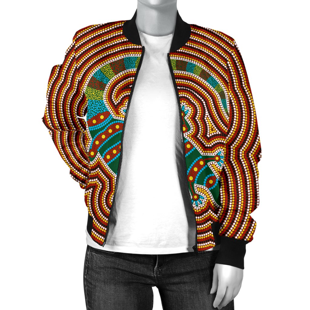 Aboriginal Bomber Jacket - Lizard Dot Painting Patterns