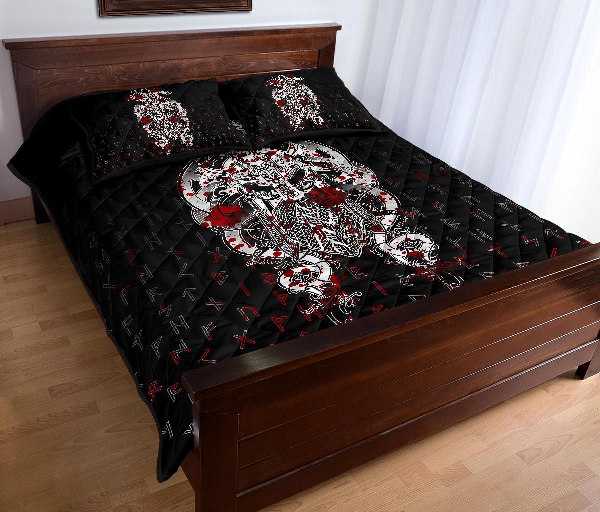 Viking Quilt Bedding Set Tyr Tattoo Blood