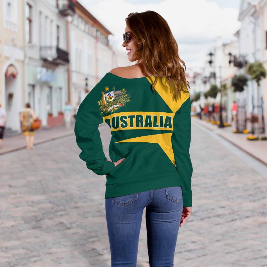 Women's Off Shoulder Sweater - Australian's Pride Ver02