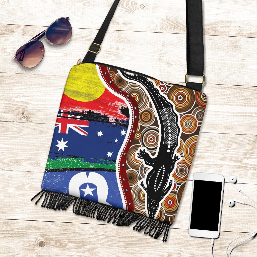 Boho Bags - Australian Aboriginal Crocodile With NAIDOC Flags