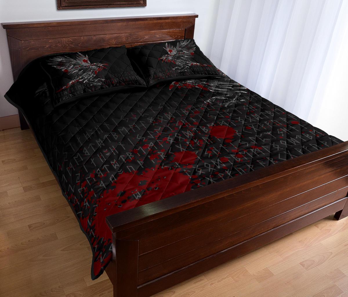 Viking Quilt Bedding Set The Raven Of Odin Rune Blood