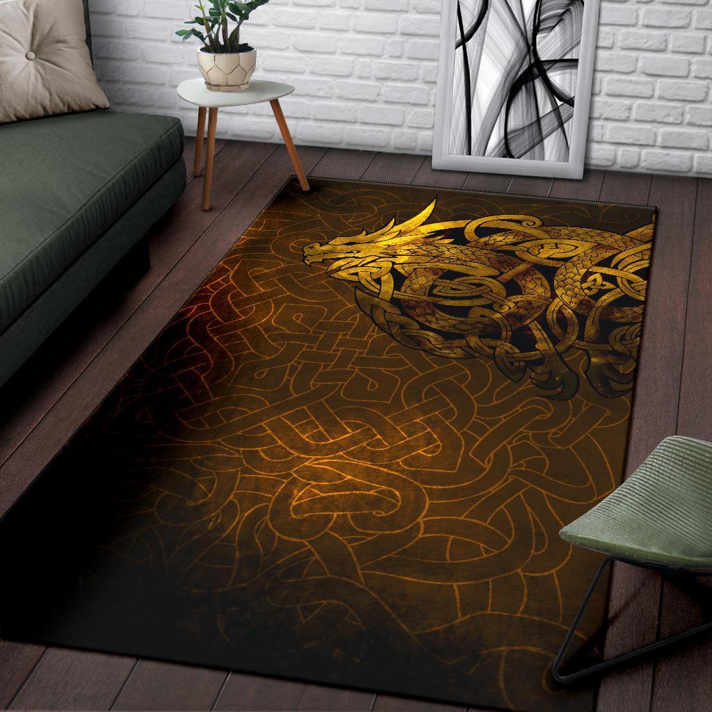 Viking Area Rug Celtic Dragon Tattoo