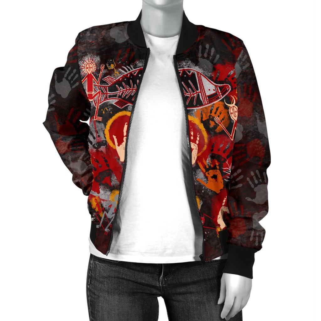 Aboriginal Bomber Jacket - Indigenous Fish Hand Art