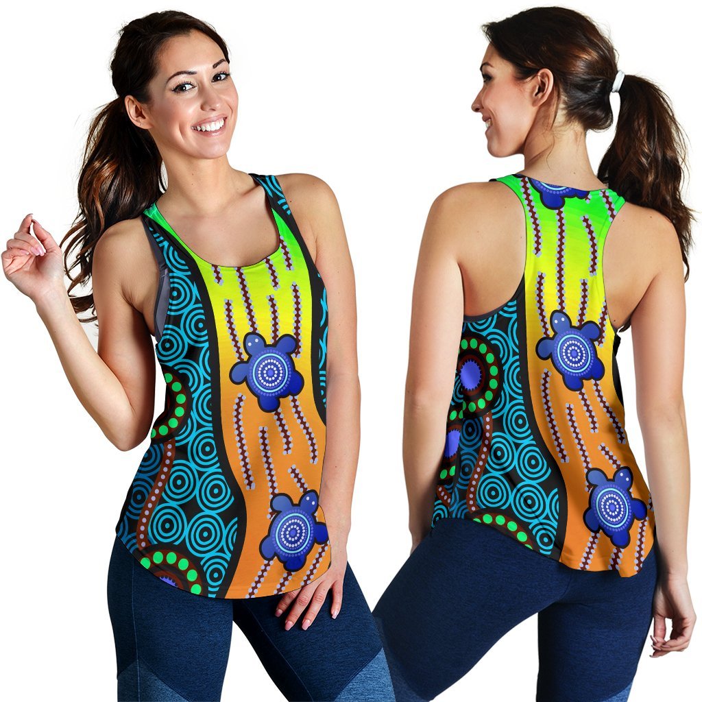 Women's Racerback Tank - Aboriginal Turtle