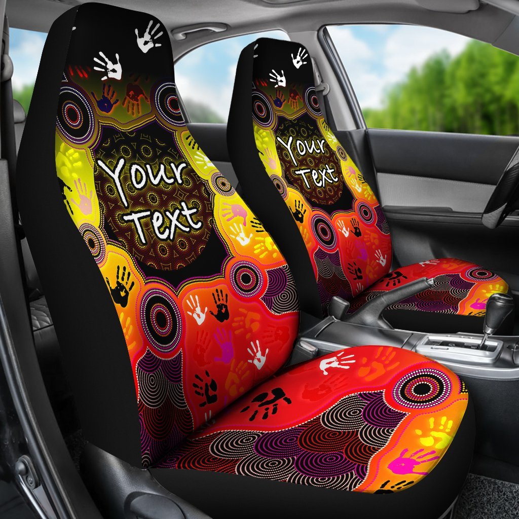 (Custom) Aboriginal Car Seat Cover - Indigenous Circle Dot Painting Hand Art