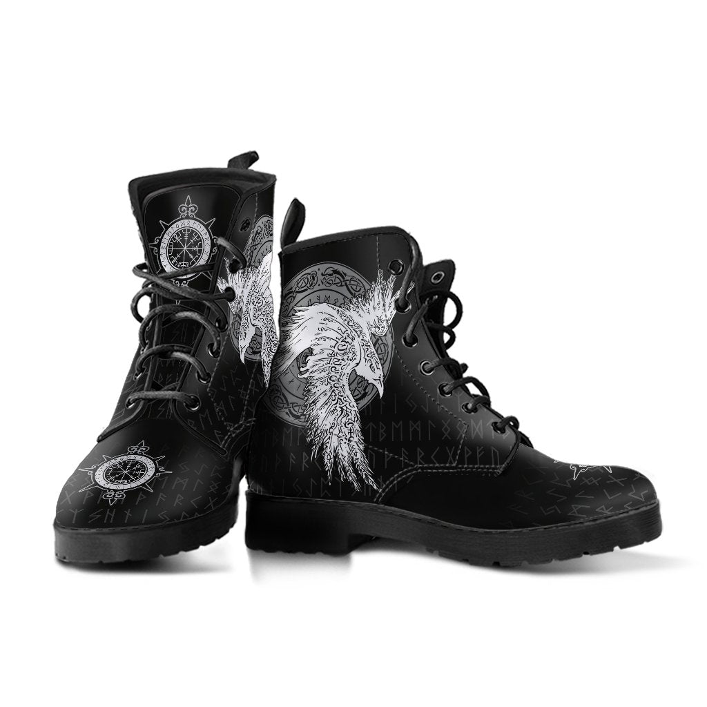 Viking Leather Boots Mystical Raven Tattoo Special