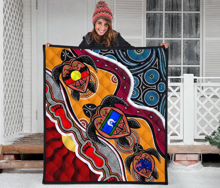 Aboriginal Premium Quilt - Indigenous Dots Pattern With Turtle and NAI ...