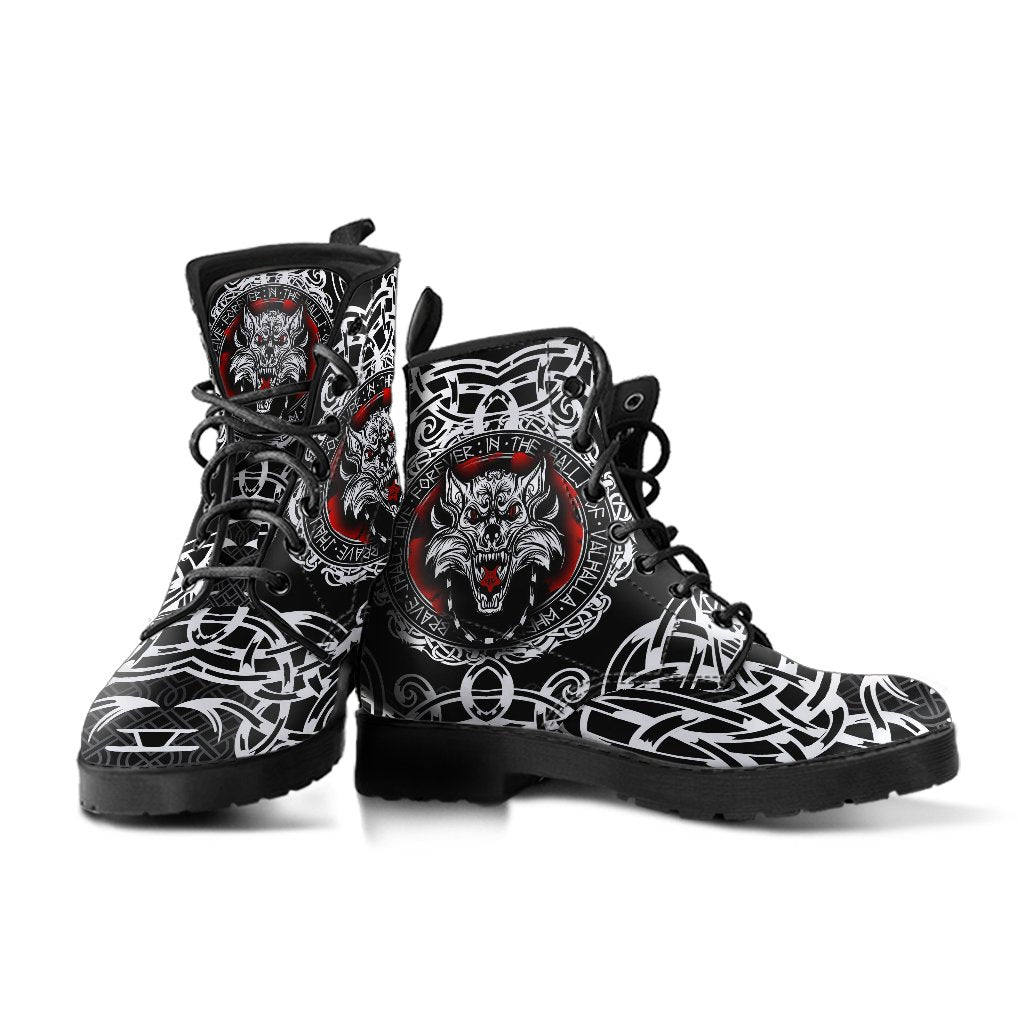 Viking Leather Boots Fenrir Wolf Ver02