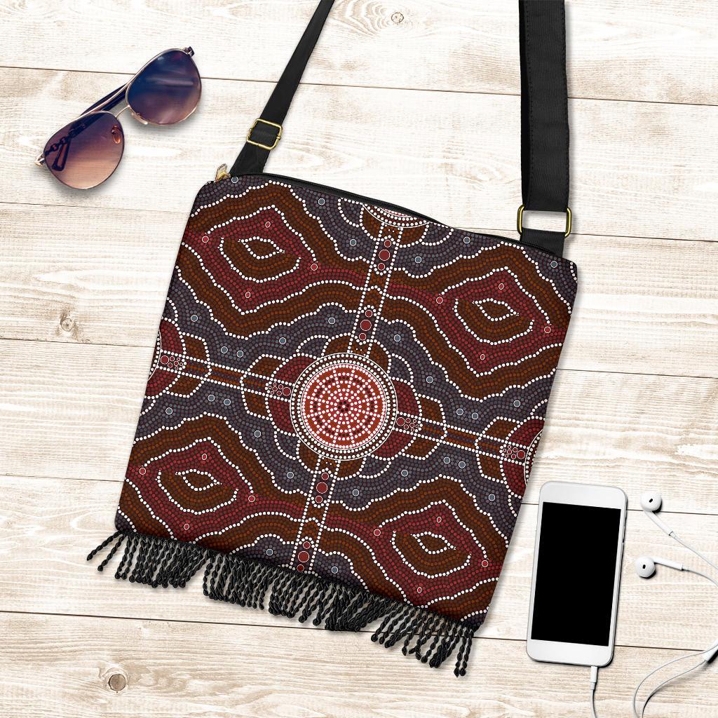 Crossbody Boho Handbags - Aboriginal Dot Painting Bag Ver03