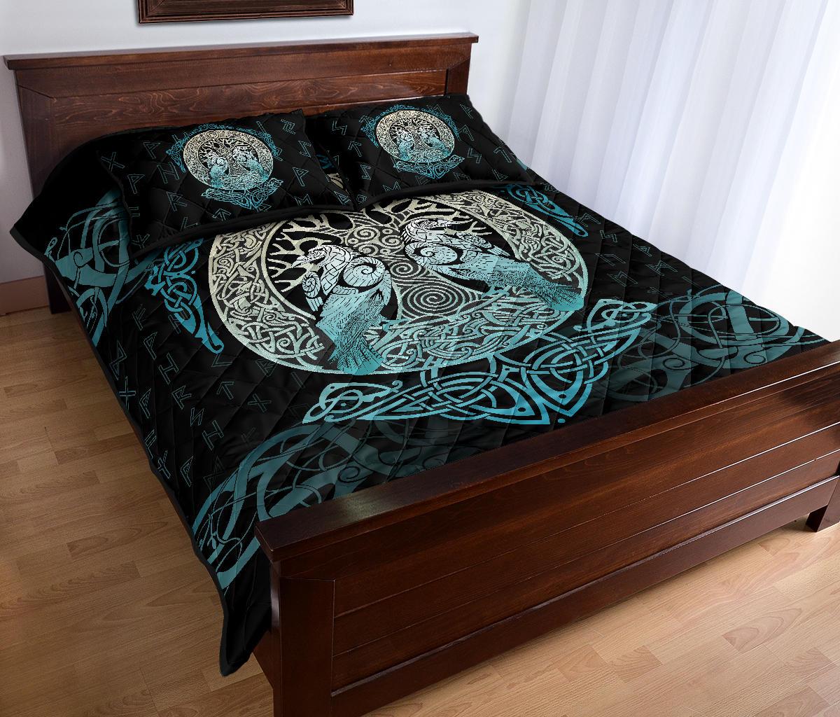 Viking Quilt Bedding Set Yggdrasil and Ravens