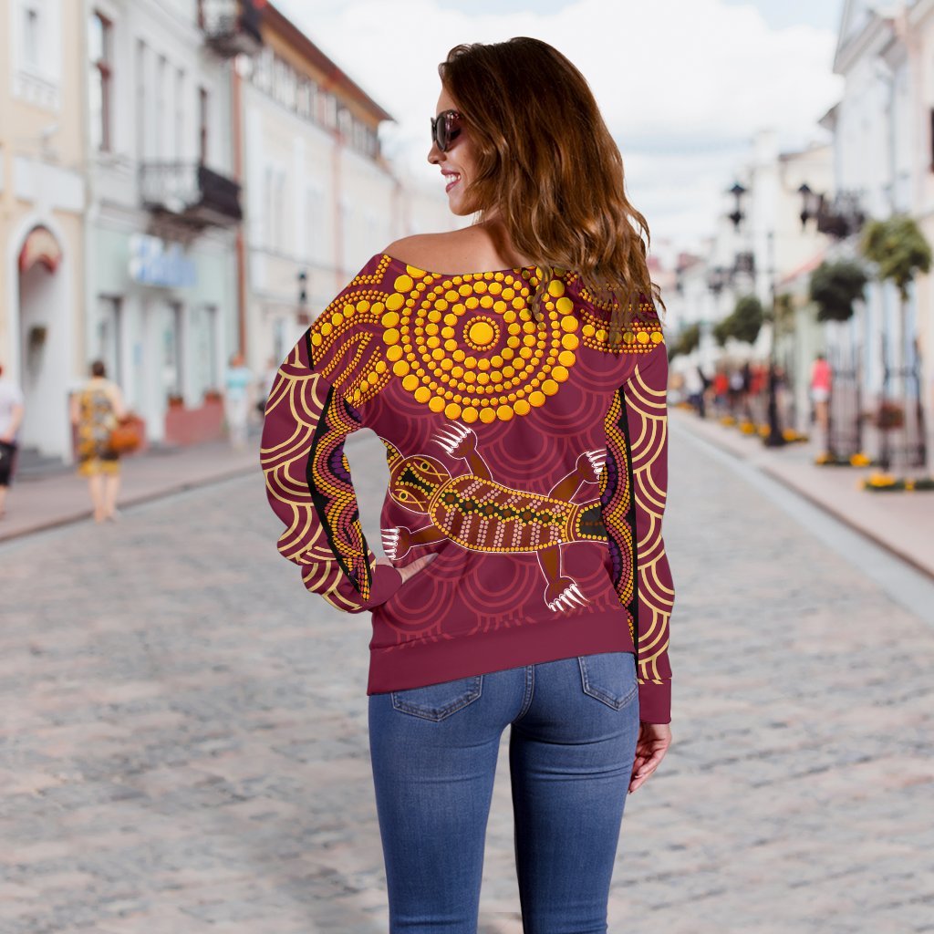 Aboriginal Women's Off Shoulder Sweater - Aboriginal Platypus