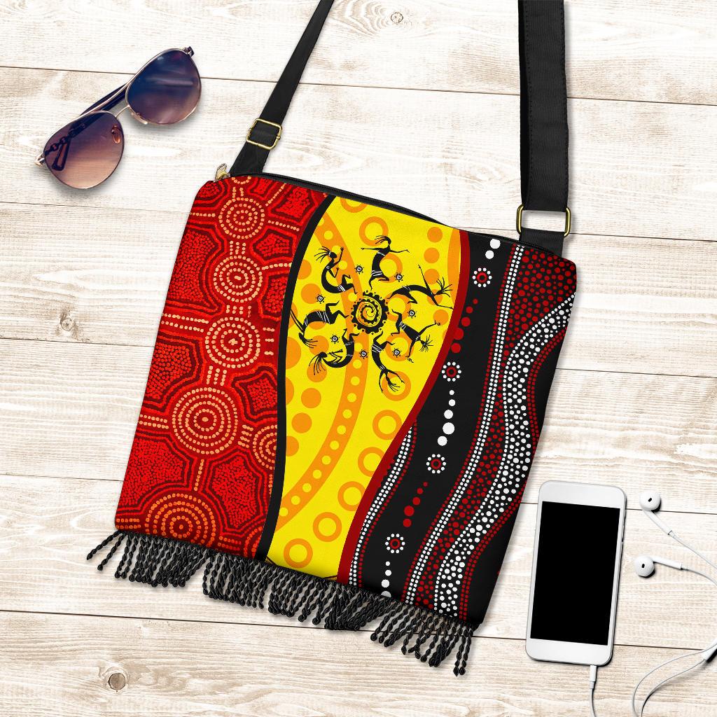 Aboriginal Boho Handbags - Dreamtime Koori Dance & Dot Acrylic Paint