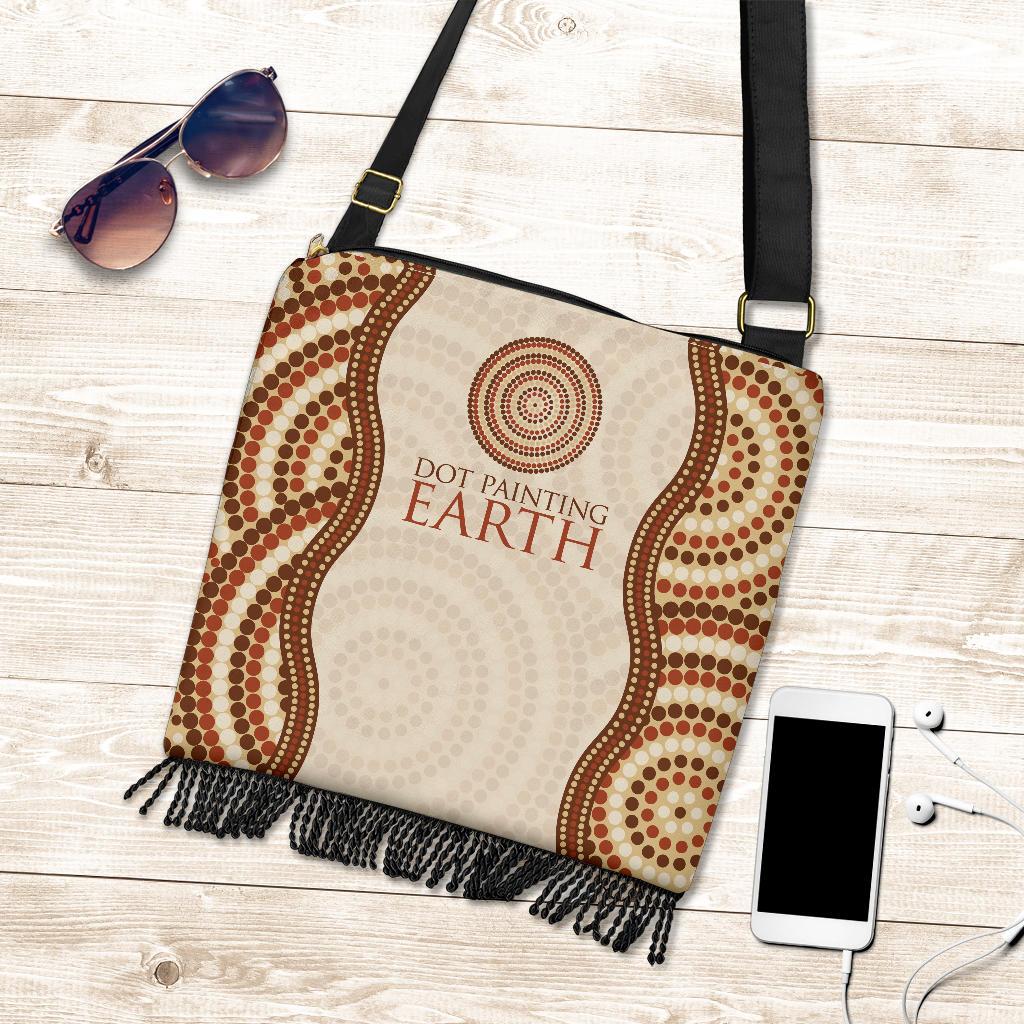 Crossbody Boho Handbags - Aboriginal Dot Painting Bag Ver14