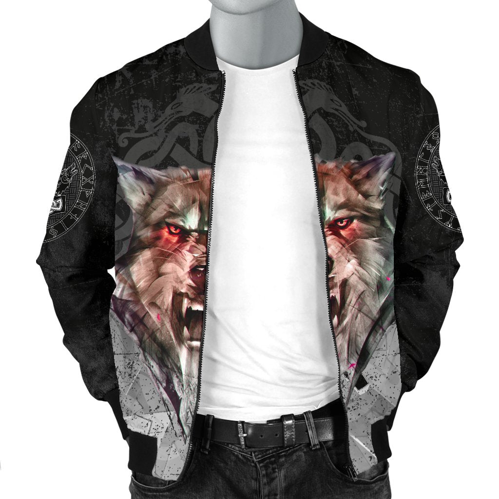 Viking Bomber Jacket Fenrir Norse Wolf Style Ver02