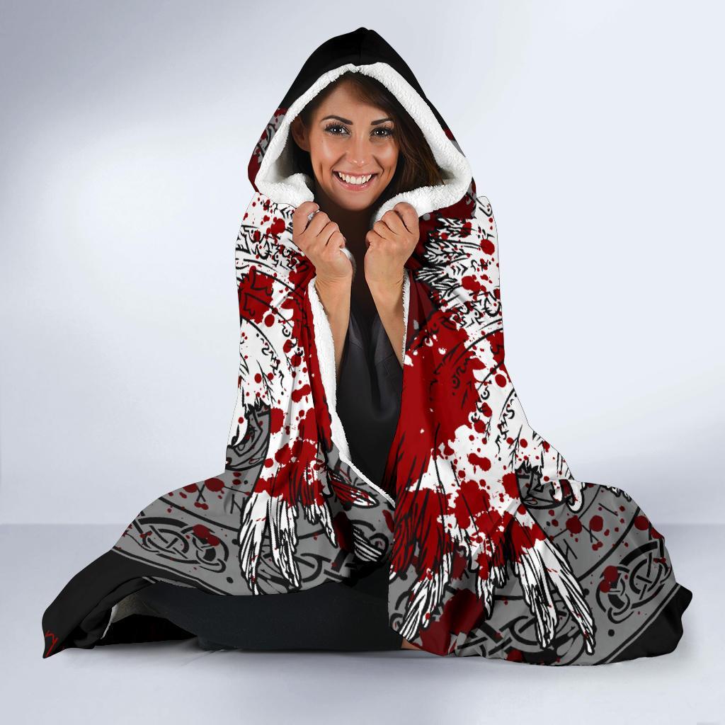 Viking Hooded Blanket Economy Mystical Raven Tattoo Blood Ver01