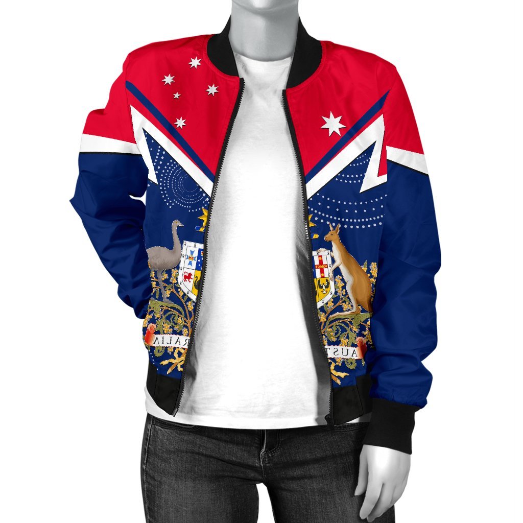 Women Bomber Jacket - Australian Coat Of Arms Flag Color