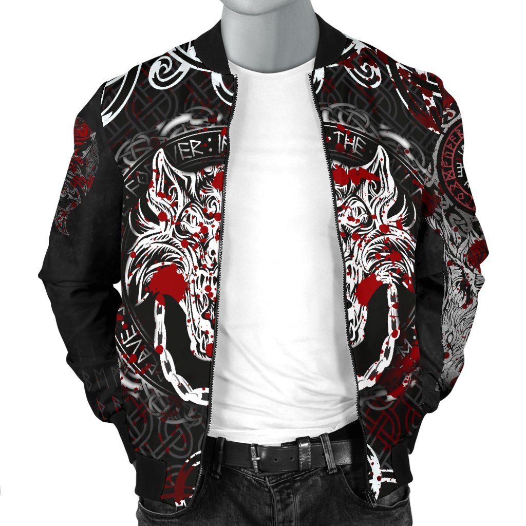 Viking Bomber Jacket Fenrir Viking Blood 3D Style Ver02