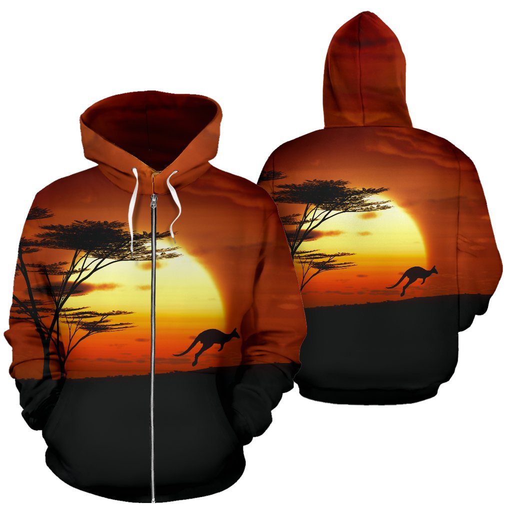 Zip Hoodie - Kangaroo Hoodie Sunset Ver01 - All Over Print