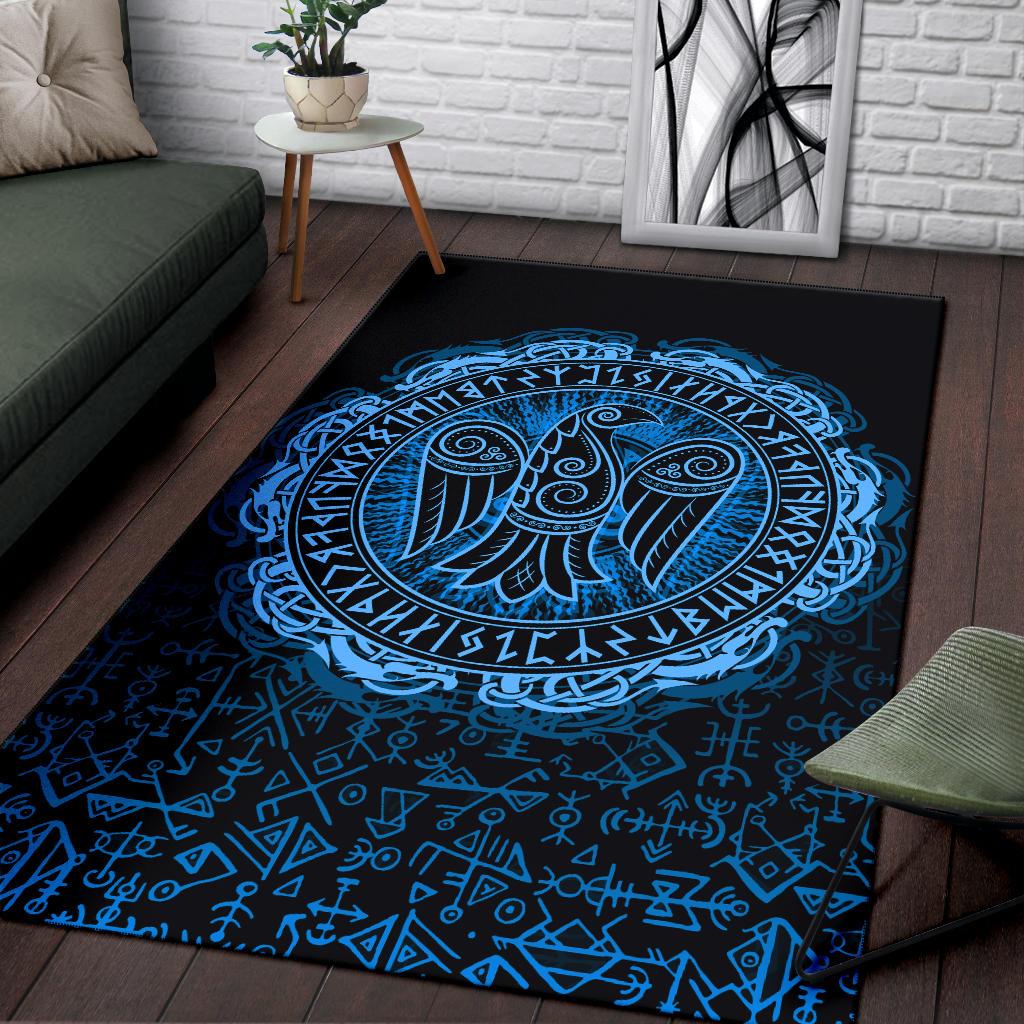 Viking Area Rug Raven Celtic Cyan