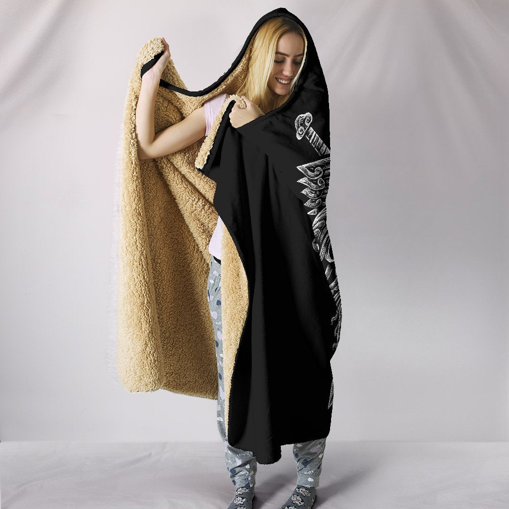 Viking Hooded Blanket Norse God Odin Wolfs Swords