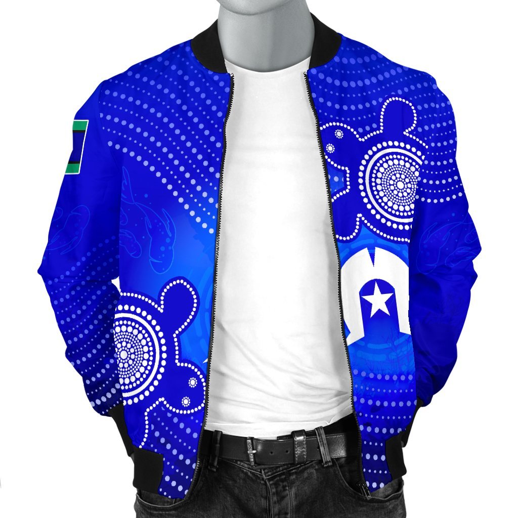 Torres Strait Islanders Men Bomber Jacket - Torres Symbol With Turtle