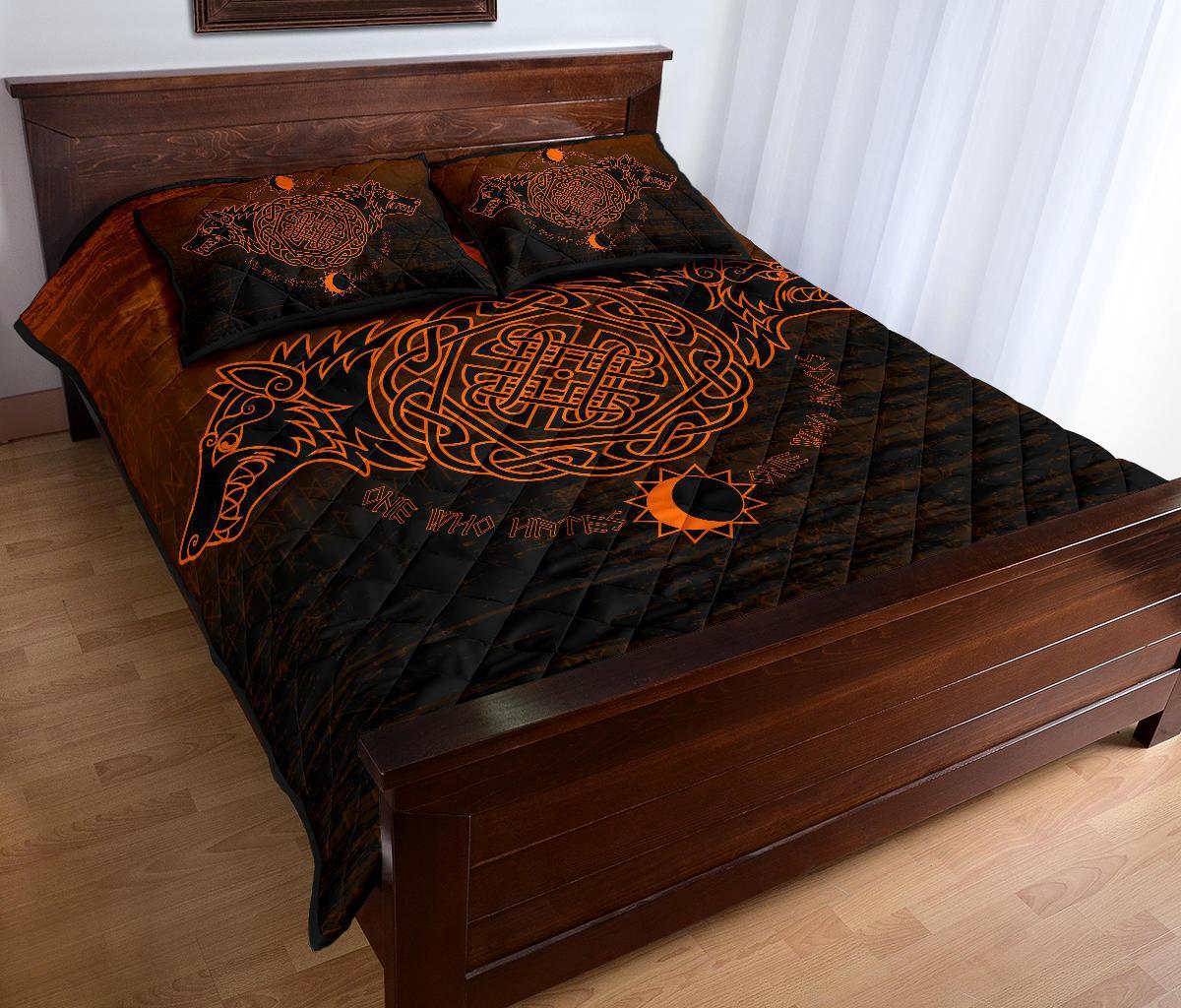 Viking Quilt Bedding Set Skoll And Hati Orange