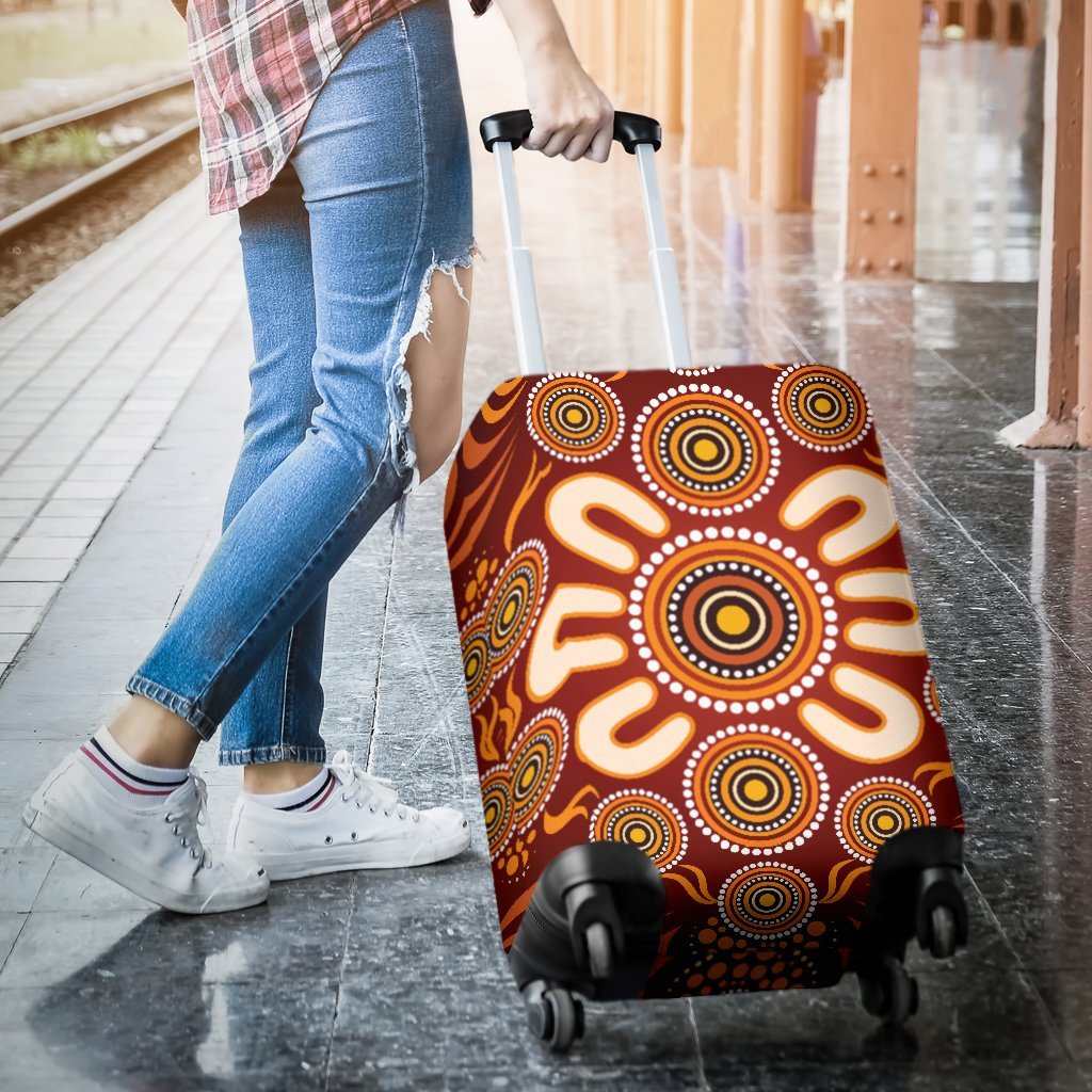 Aboriginal Luggage Covers - Circle Flowers Patterns Ver03