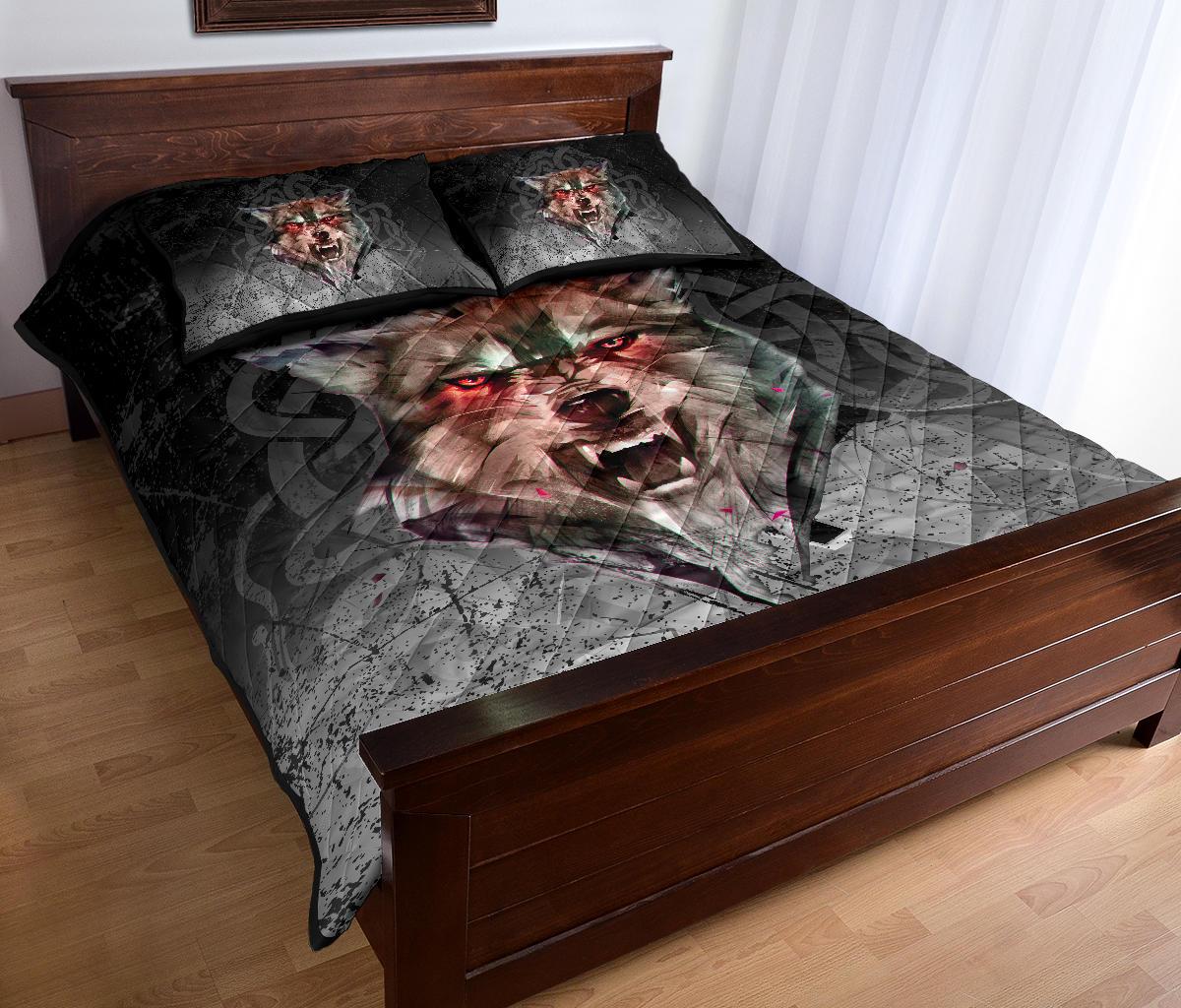 Viking Quilt Bedding Set Fenrir Norse Wolf