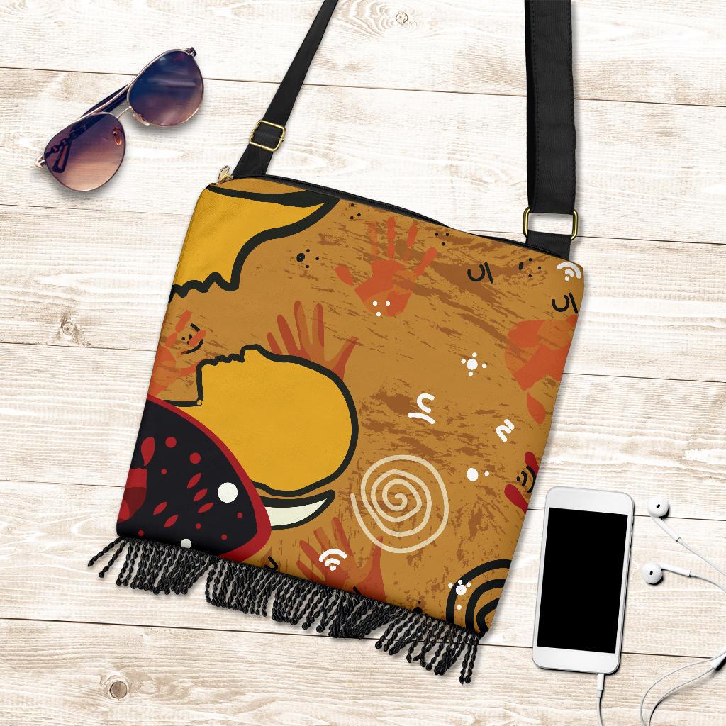 Aboriginal Boho Handbag - Mother and Son Hand Art