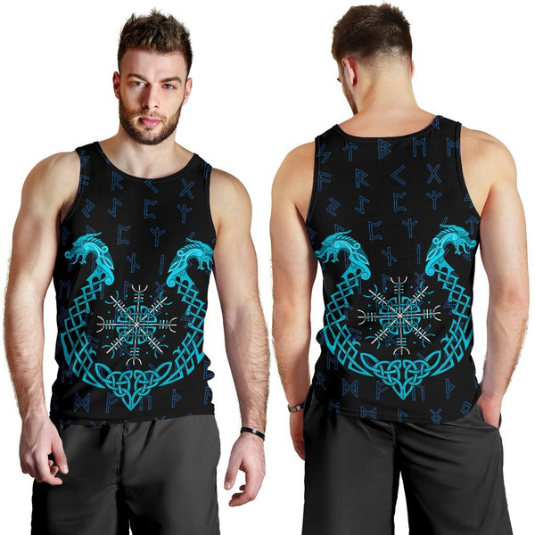 Viking Men's Tank Top Aegishjalmur Helm Of Awe Blue Edition