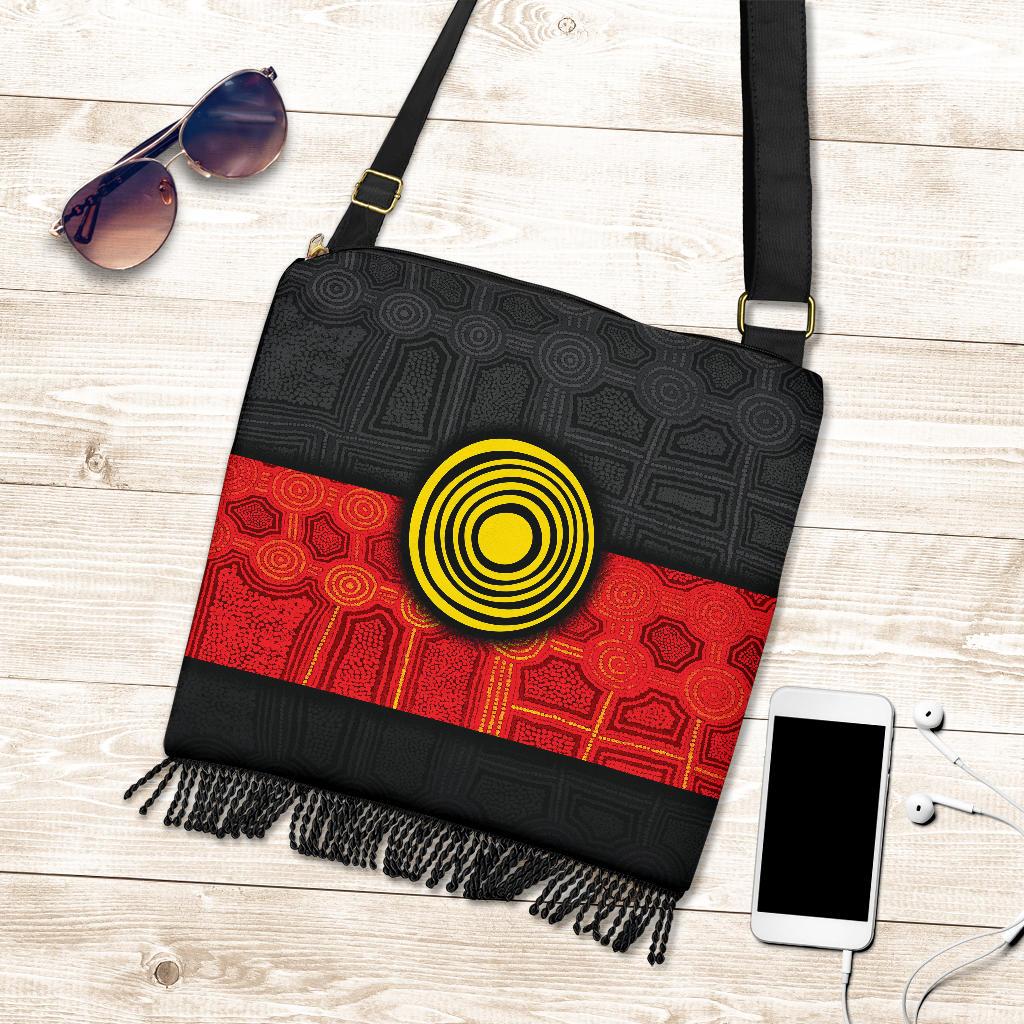 Aboriginal Crossbody Boho Handbag - Aussie Indigenous Flag