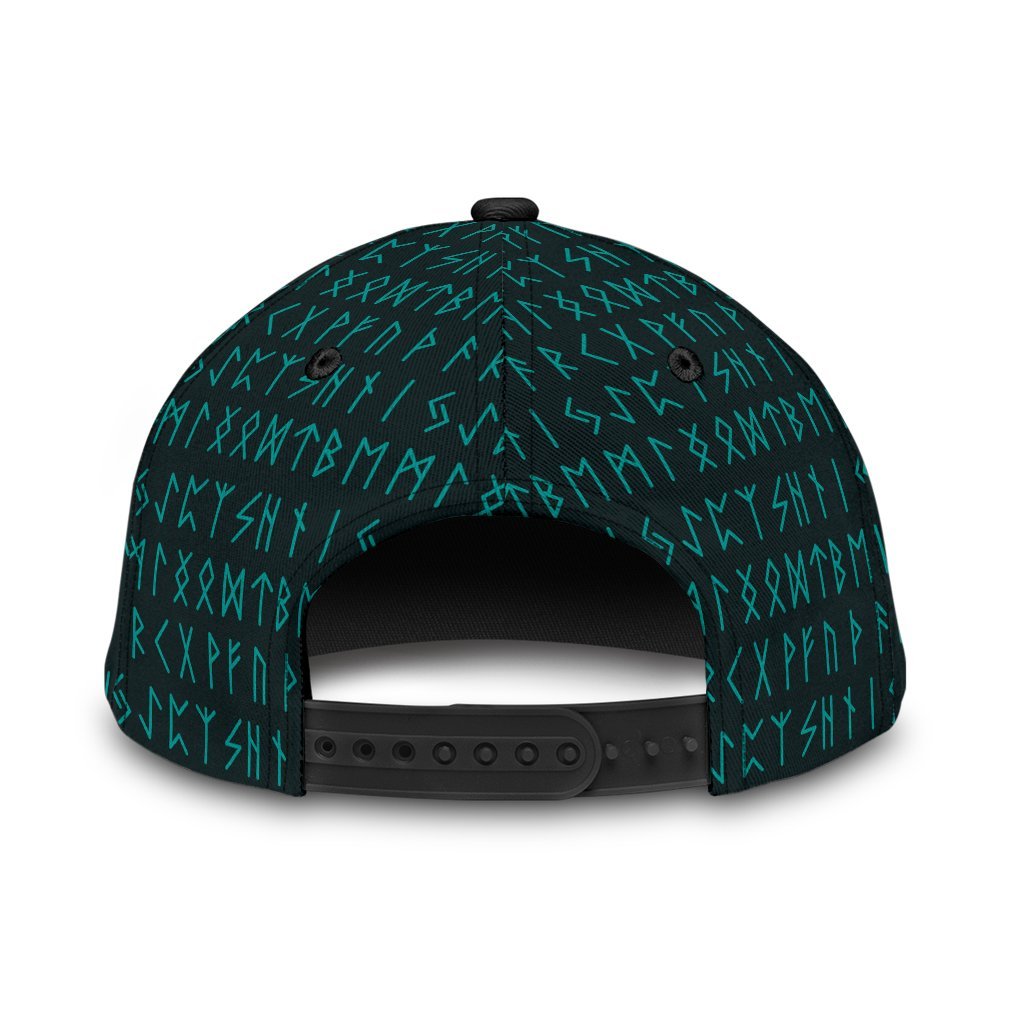 Viking Classic Cap The Raven Of Odin Rune Cyan