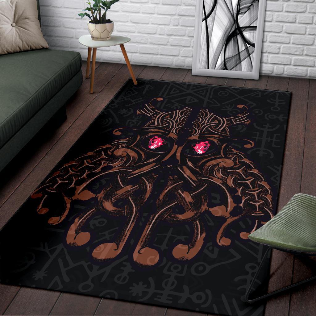 Viking Area Rug Odin God Furthark Tattoo Special Ver02