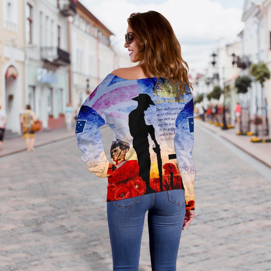 Anzac Women's Off Shoulder Sweater - Anzac 2022 Lest We Forget The Australian Army