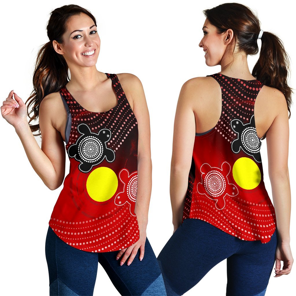 Aboriginal Women's Racerback Tank - Indigenous Circle Dot Painting Style -