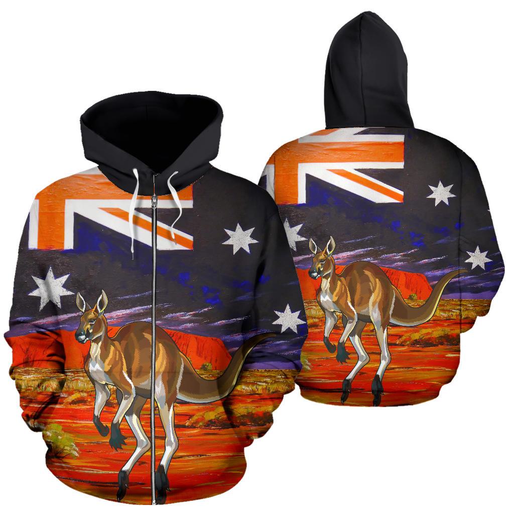 Zip Hoodie - Kangaroo Hoodie Aus Flag Uluru Unisex