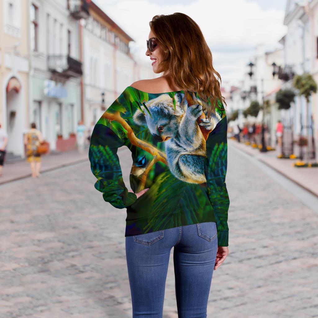 Off Shoulder Sweater - 3D Koala Sweater - Koala Aussie Greeting