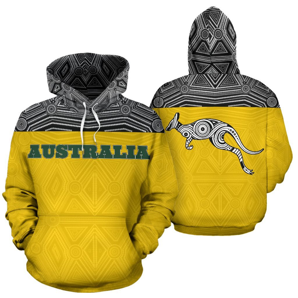 Aboriginal Hoodie - Kangaroo Australia Patterns