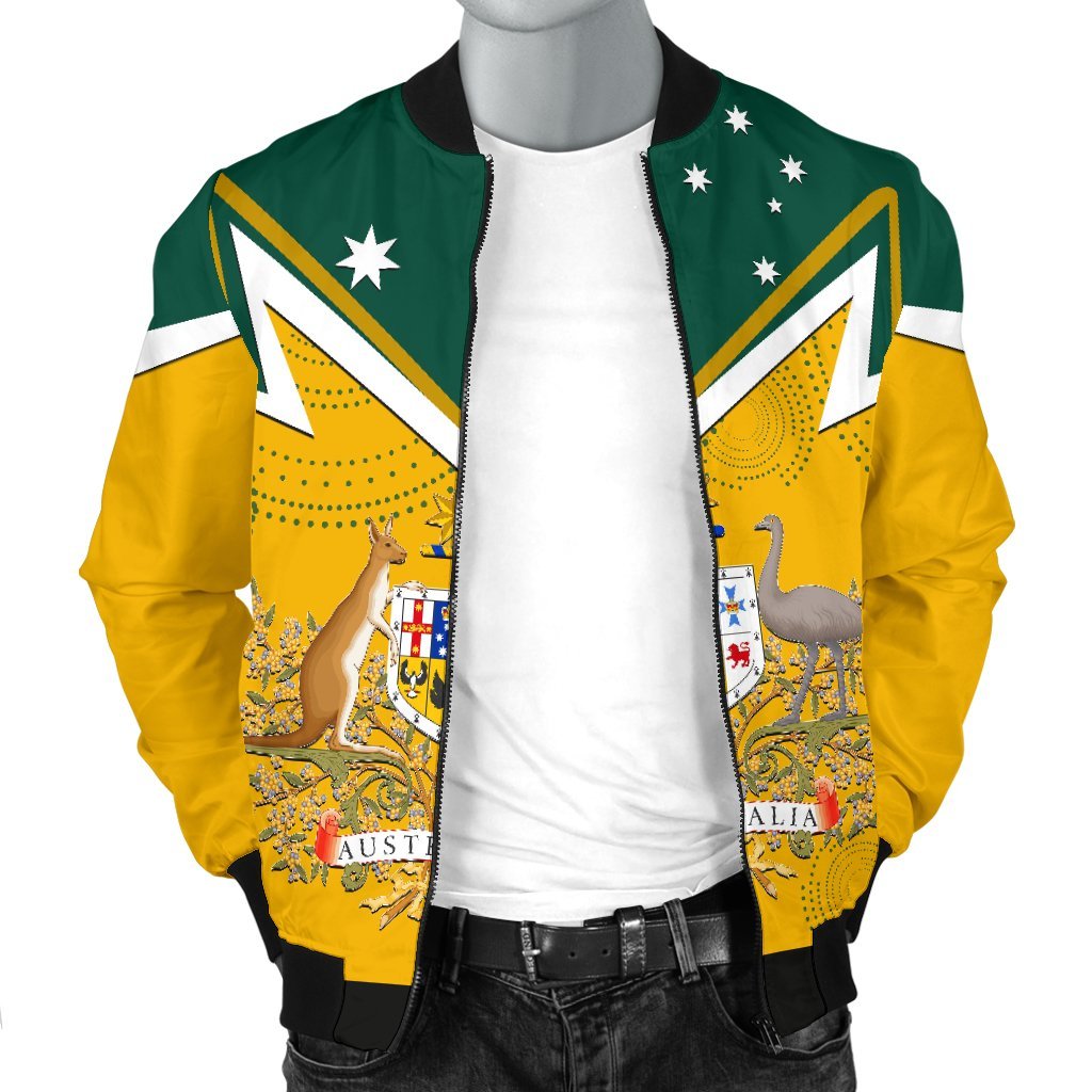 Men Bomber Jacket - Australian Coat Of Arms National Color