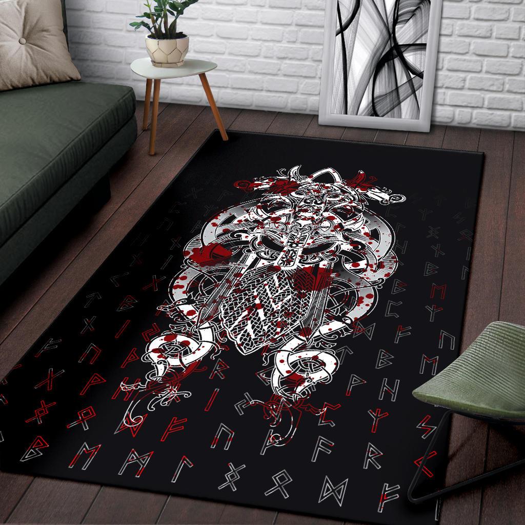 Viking Area Rug Tyr Tattoo Blood