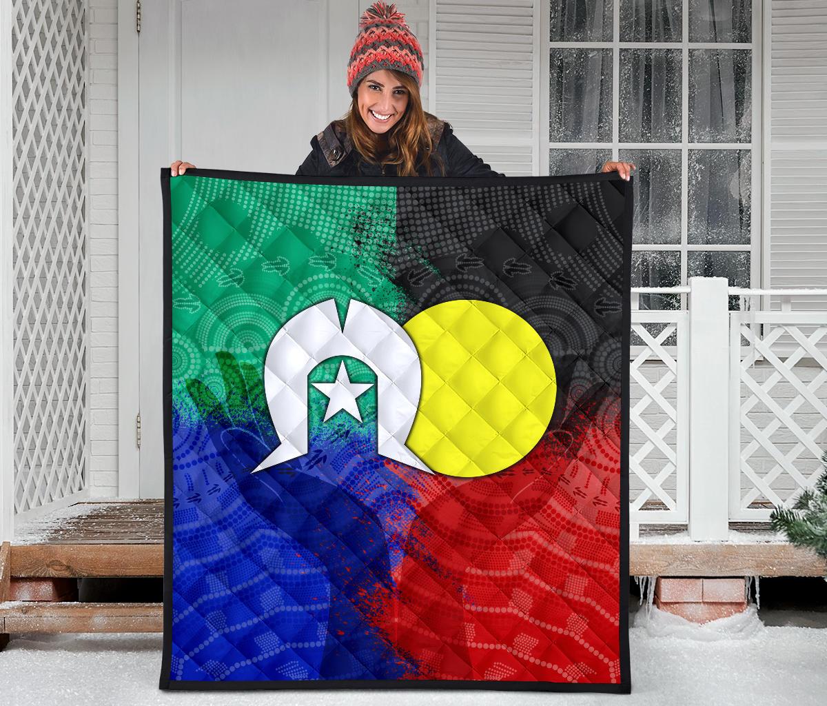Aboriginal Premium Quilt - Australia Naidoc Week Indigenous Flag Style