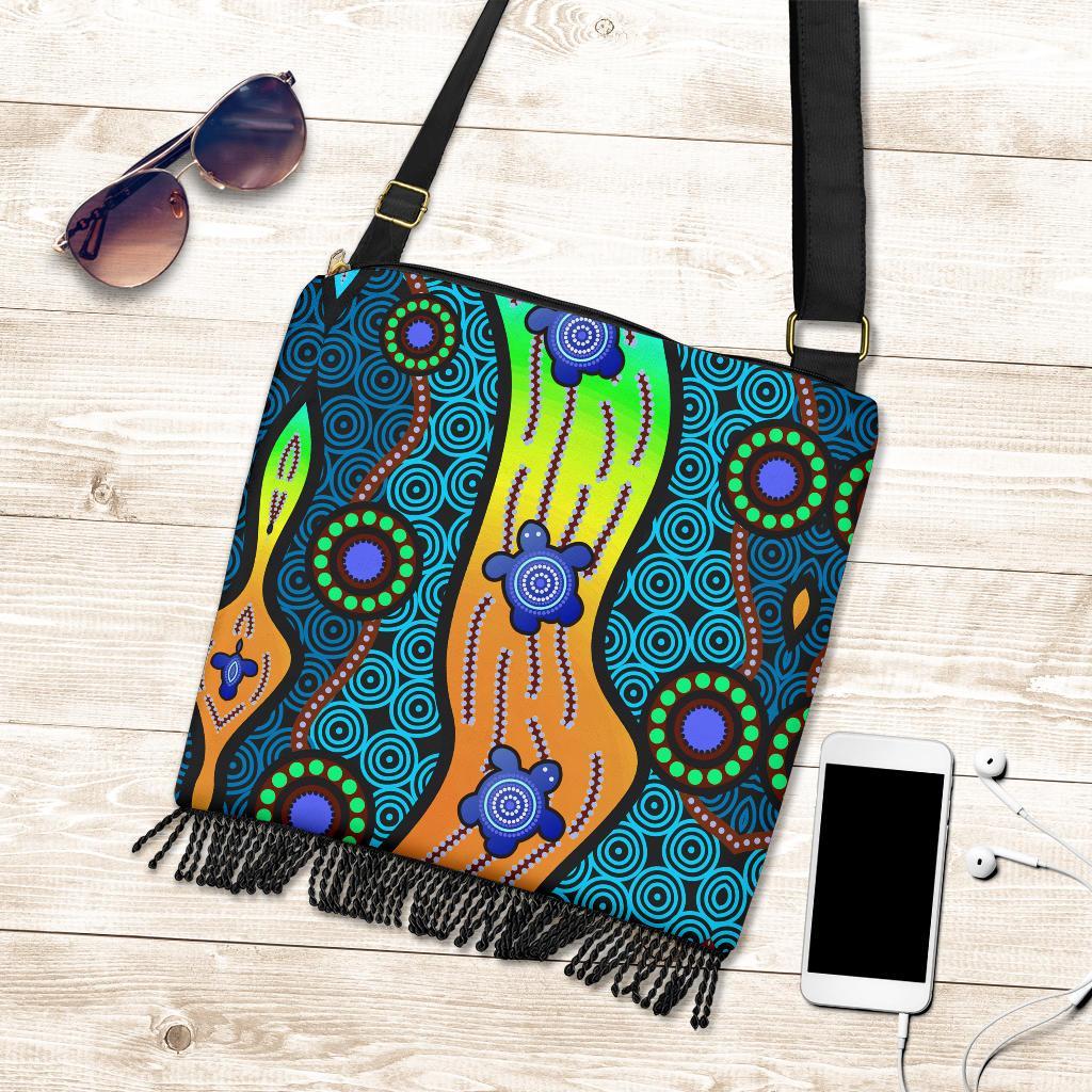 Crossbody Boho Handbag - Aboriginal Turtle