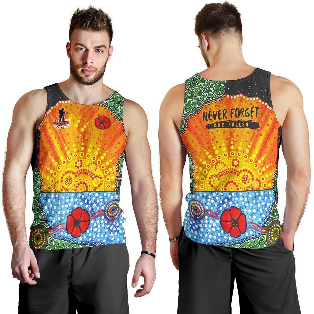 Anzac Day Men Tank Top - Lest We Forget Poppy